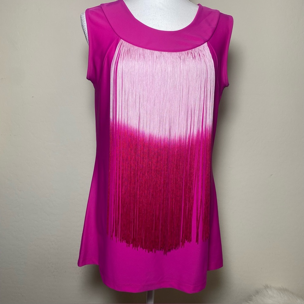 Save The Queen Vibrant Pink Fringe Blouse Sz L. NWT